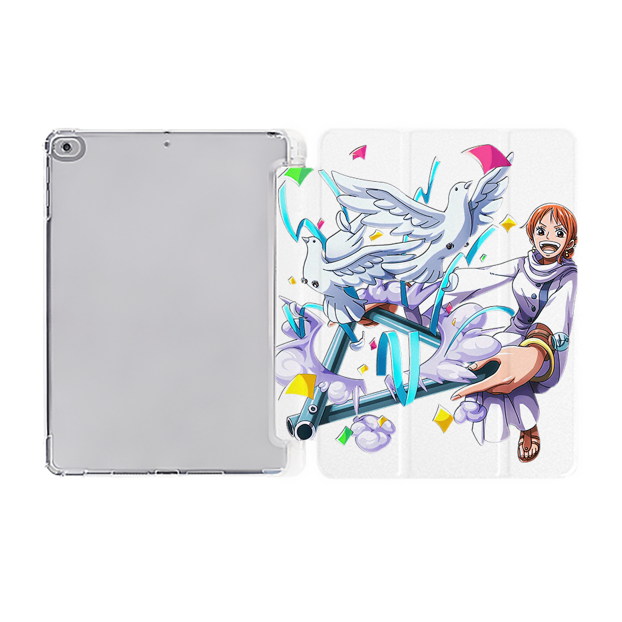 （画像用） ワンピース ナミ ONE PIECE Nami IPad ケース ペン収納付き 三つ折りスタンド PUレザー×シリコン 対応機種9.5/10.5/10.9インチ